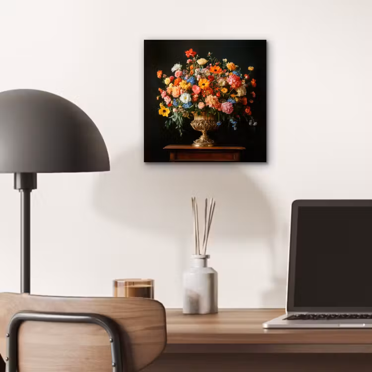 Aluminium schilderij - Goud - Bloemen - Kleuren - Vaas — 6