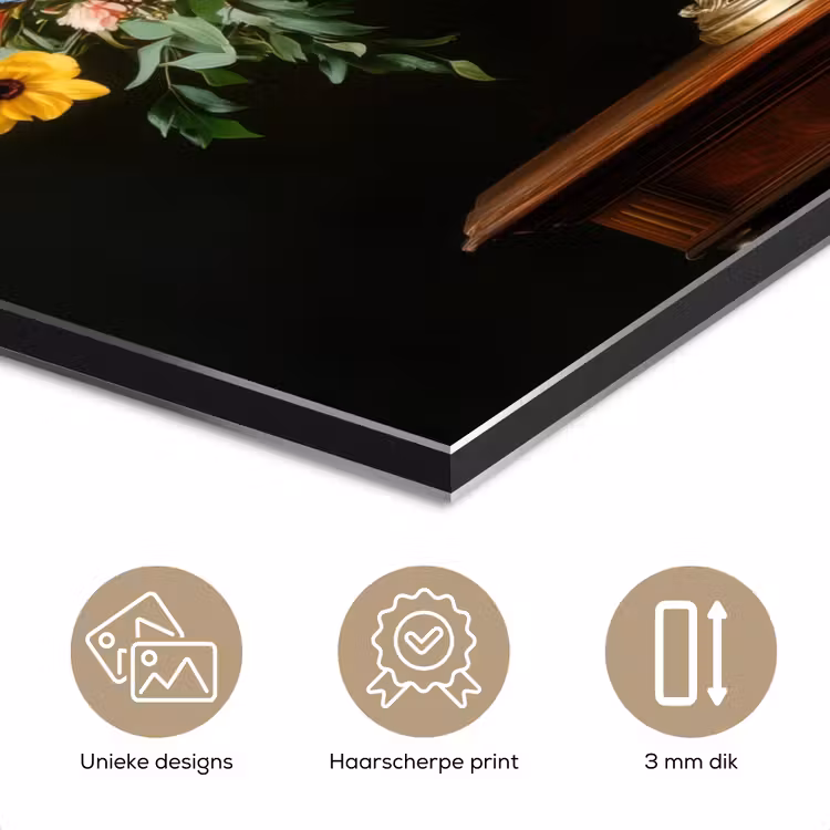 Aluminium schilderij - Goud - Bloemen - Kleuren - Vaas — 7