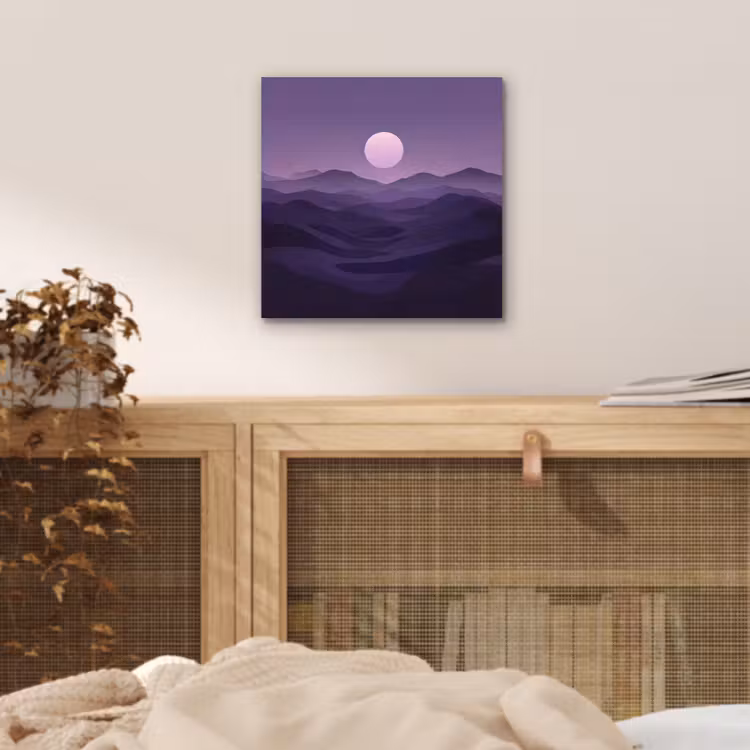 Aluminium schilderij - Heuvels - Paars - Mist - Zon — 4