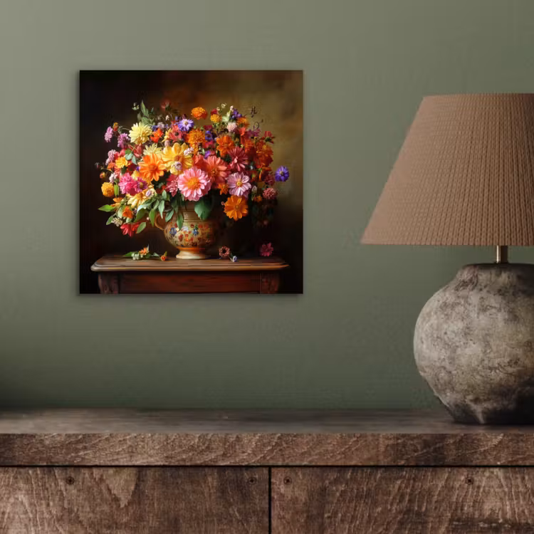 Aluminium schilderij - Kleuren - Boeket - Vaas - Hout — 3