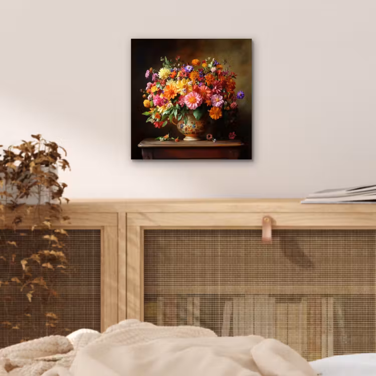 Aluminium schilderij - Kleuren - Boeket - Vaas - Hout — 4