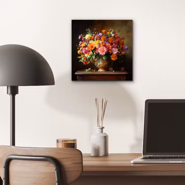 Aluminium schilderij - Kleuren - Boeket - Vaas - Hout — 6