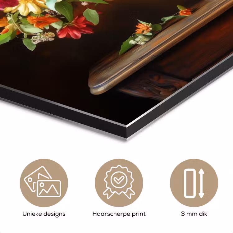 Aluminium schilderij - Kleuren - Boeket - Vaas - Hout — 7