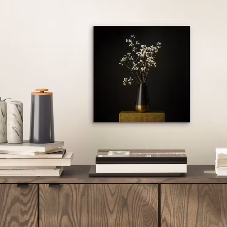 Aluminium schilderij - Bloembollen - Wit - Vaas - Minimalistisch — 2