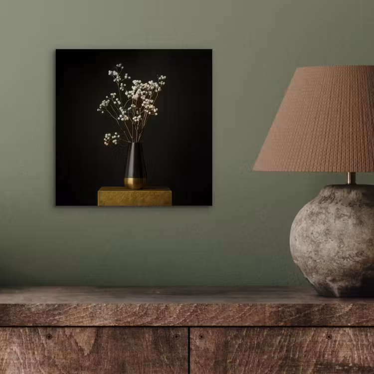 Aluminium schilderij - Bloembollen - Wit - Vaas - Minimalistisch — 3