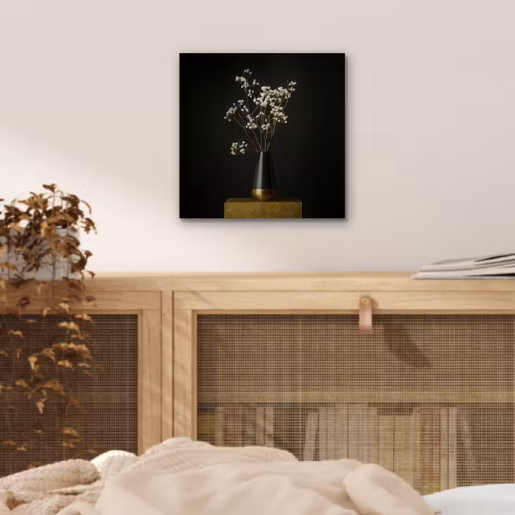 Aluminium schilderij - Bloembollen - Wit - Vaas - Minimalistisch — 4