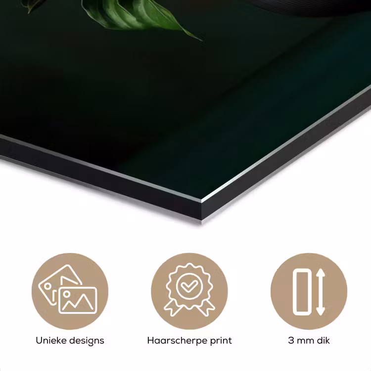 Aluminium schilderij - Bloemen - Vaas - Zwart — 7