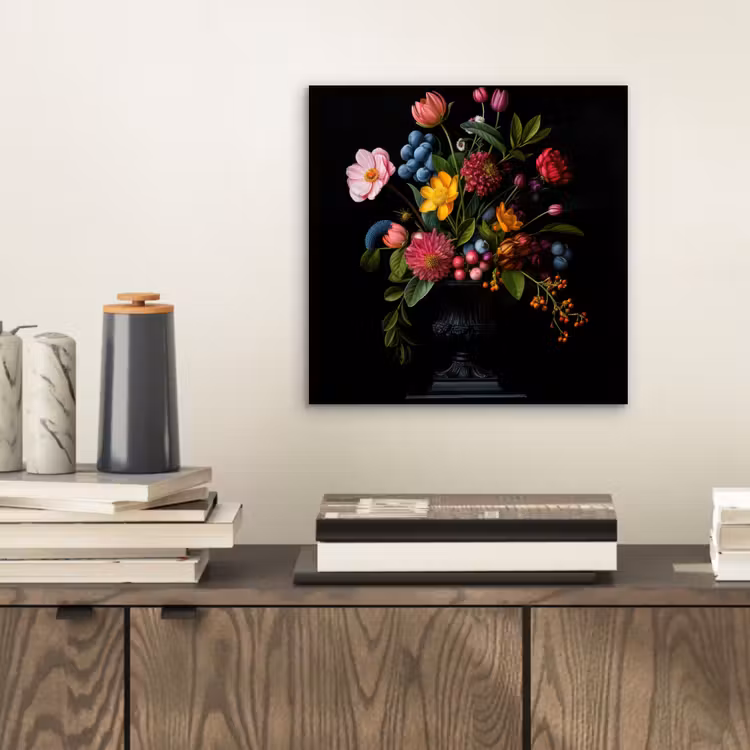 Aluminium schilderij - Bloemen - Vrolijk - Vaas — 2