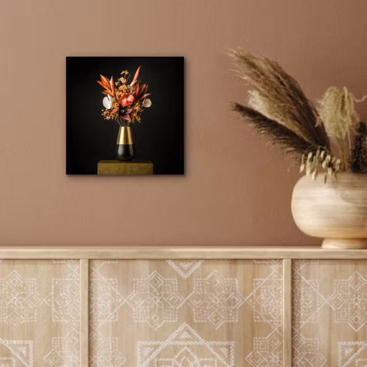 Aluminium schilderij - Exotisch - Boeket - Vaas - Goud — 5