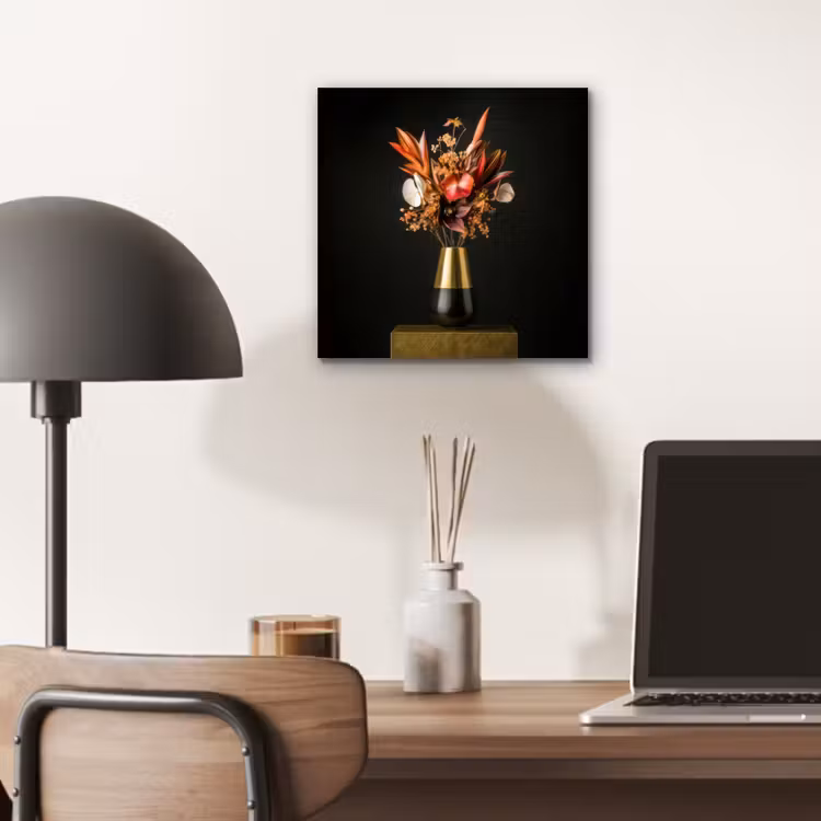 Aluminium schilderij - Exotisch - Boeket - Vaas - Goud — 6