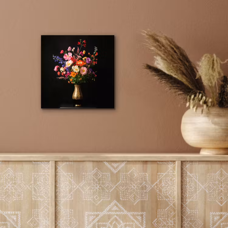 Aluminium schilderij - Kleurrijk - Boeket - Vaas - Goud — 5