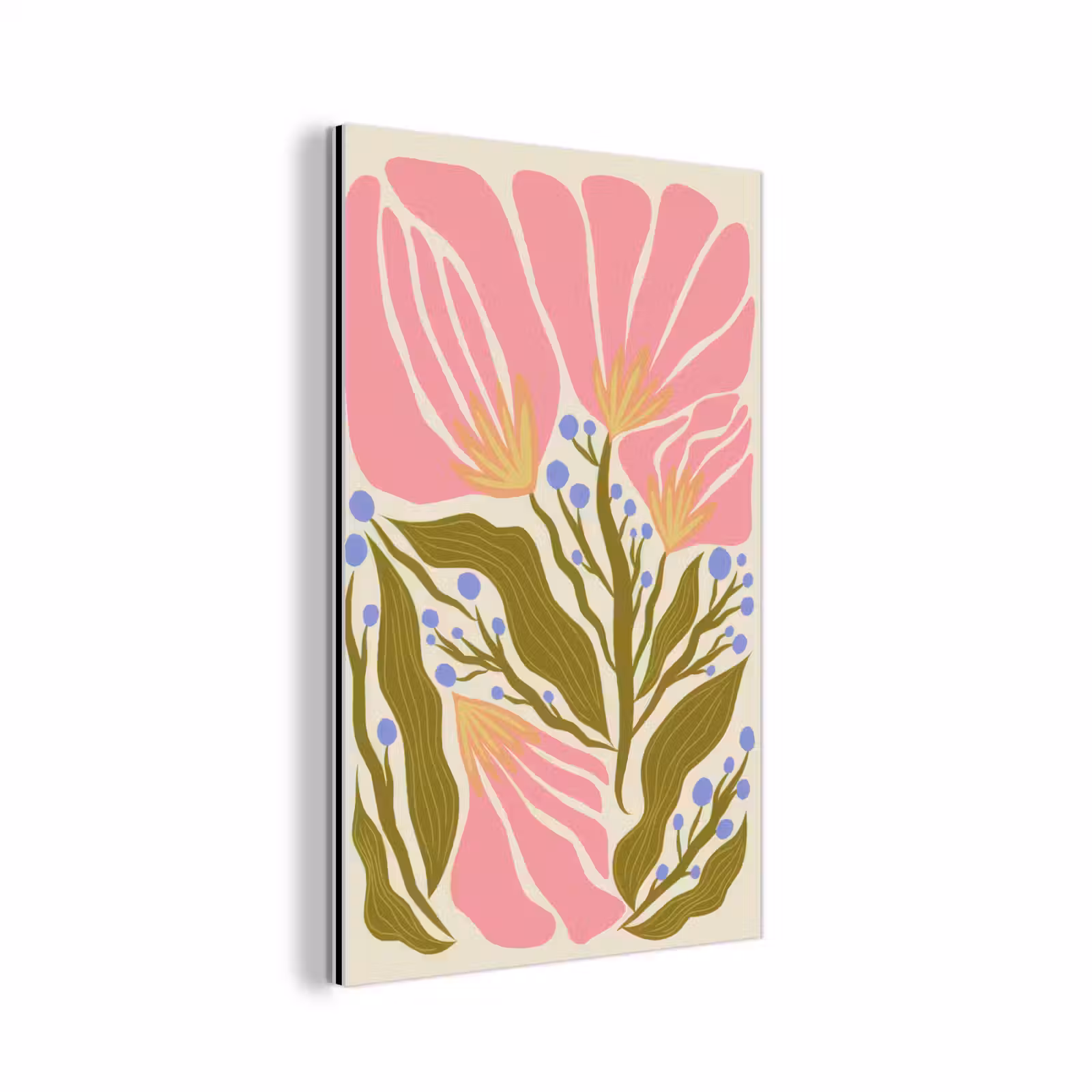 Aluminium schilderij - Bloemen - Bladeren - Abstract - Roze — 1