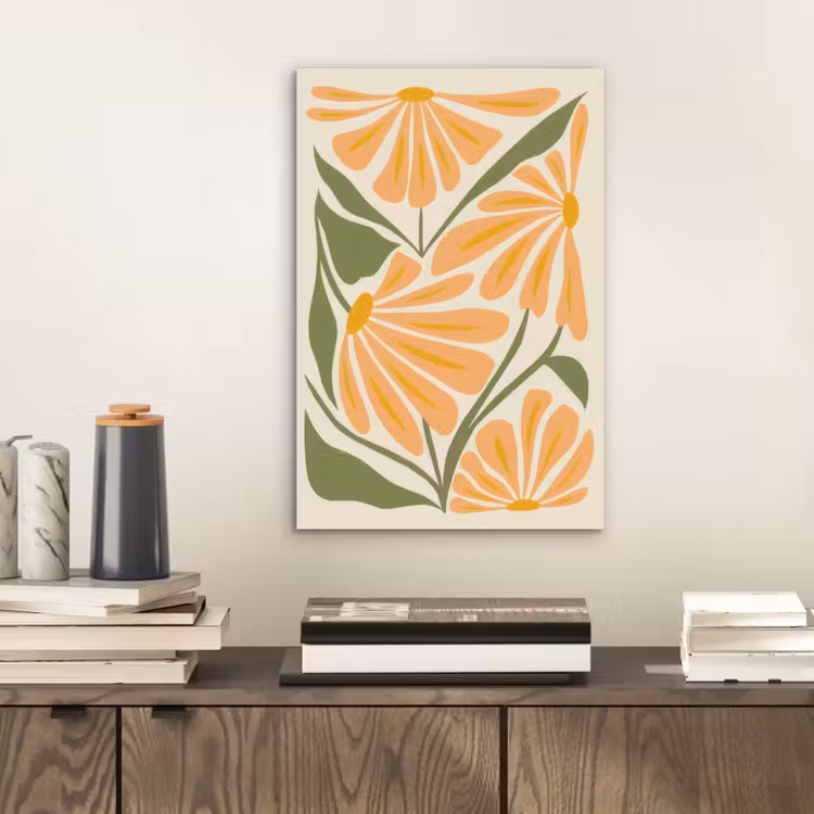 Aluminium schilderij - Blaadjes - Zachtoranje - Bloemen — 2