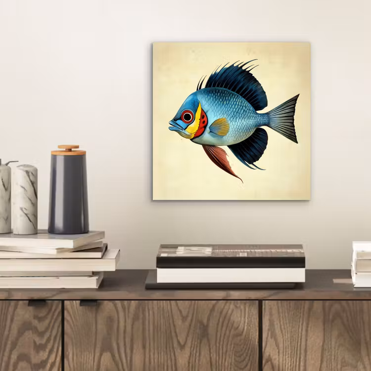 Aluminium schilderij - Blauw - Kieuwen - Vis - Illustratie — 2