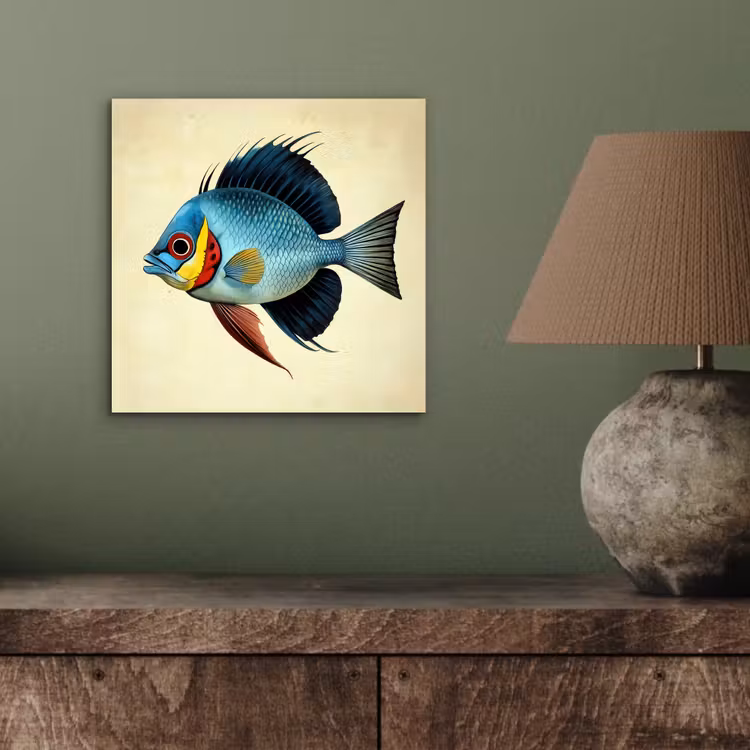 Aluminium schilderij - Blauw - Kieuwen - Vis - Illustratie — 3