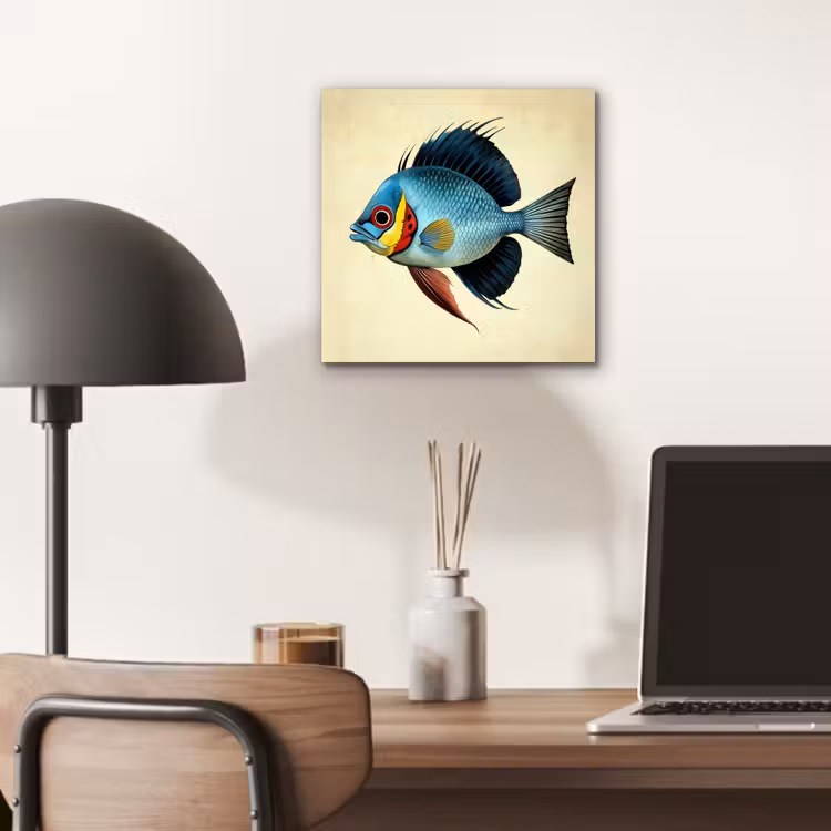 Aluminium schilderij - Blauw - Kieuwen - Vis - Illustratie — 6