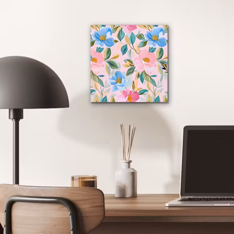 Aluminium schilderij - Blauw - Roze - Bloemen — 6