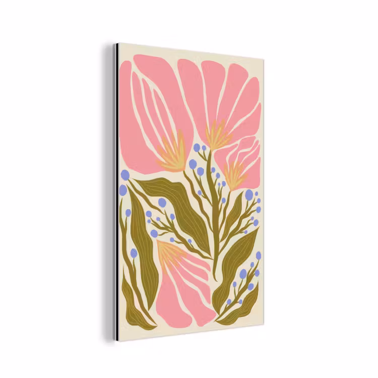 Aluminium schilderij - Bloemen - Bladeren - Abstract - Roze — 1