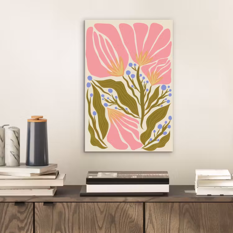 Aluminium schilderij - Bloemen - Bladeren - Abstract - Roze — 2
