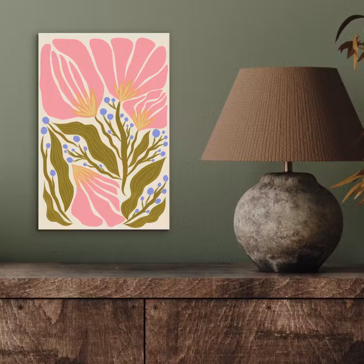Aluminium schilderij - Bloemen - Bladeren - Abstract - Roze — 3