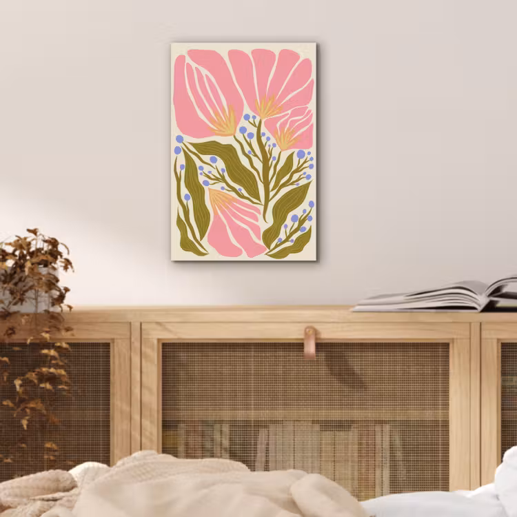 Aluminium schilderij - Bloemen - Bladeren - Abstract - Roze — 4