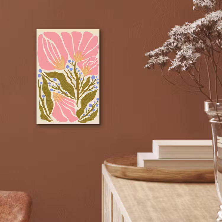 Aluminium schilderij - Bloemen - Bladeren - Abstract - Roze — 5