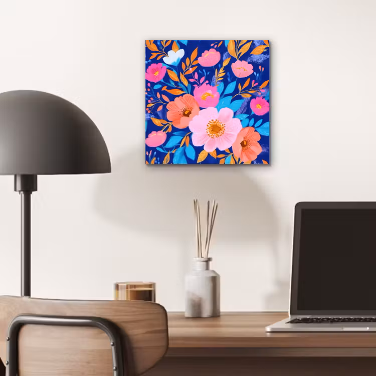 Aluminium schilderij - Bloemen - Blauw - Roze — 6