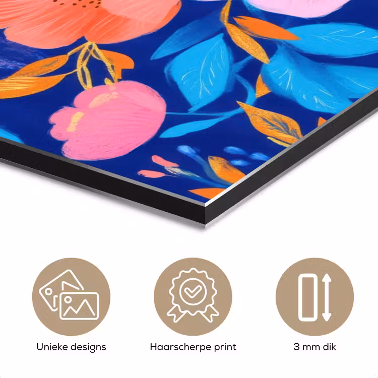 Aluminium schilderij - Bloemen - Blauw - Roze — 7