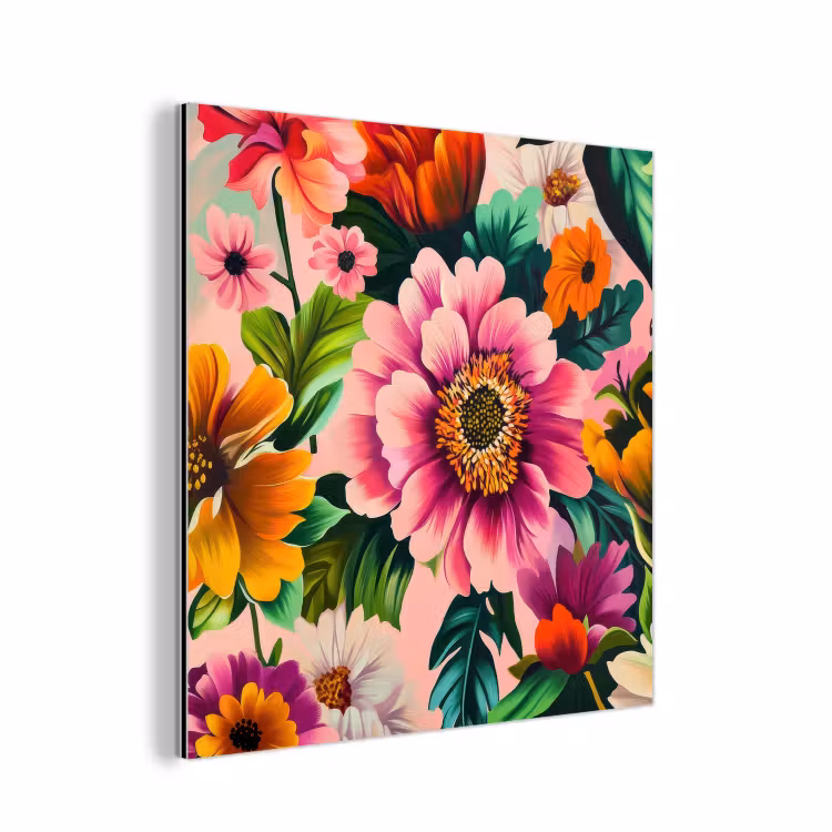 Aluminium schilderij - Bloemen - Kleurrijk - Roze — 1