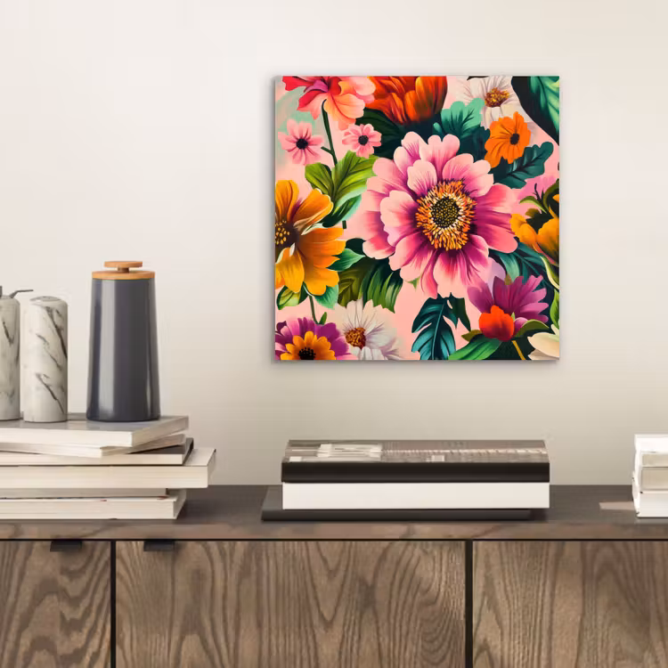 Aluminium schilderij - Bloemen - Kleurrijk - Roze — 2