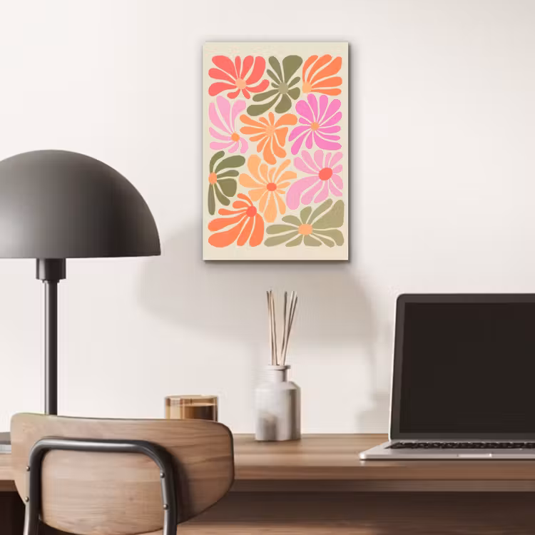 Aluminium schilderij - Bloemvormen - Retro - Kleurrijk — 6