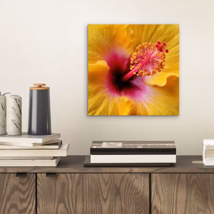Aluminium schilderij - Geel - Hibiscus - Tropisch — 2