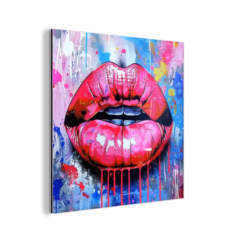 Aluminium schilderij - Graffiti - Lippen - Felroze - Geschilderd — 1
