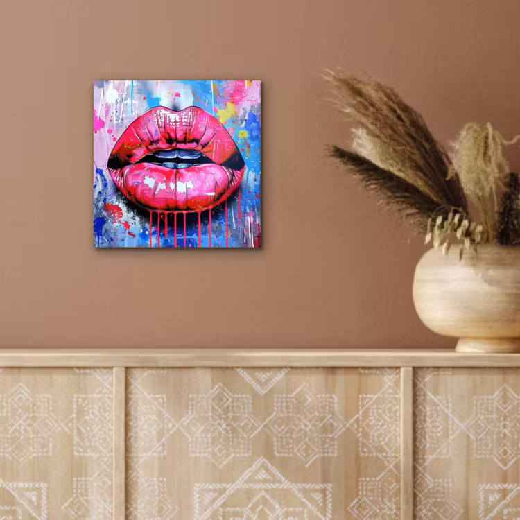 Aluminium schilderij - Graffiti - Lippen - Felroze - Geschilderd — 5