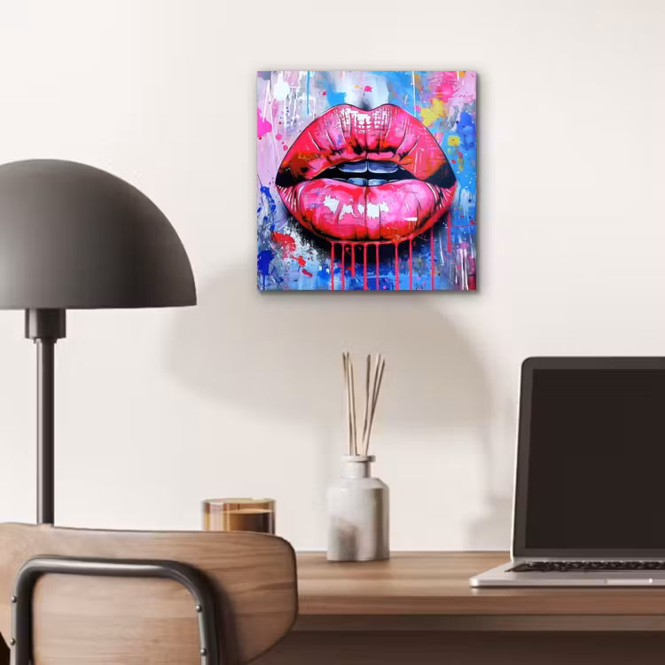 Aluminium schilderij - Graffiti - Lippen - Felroze - Geschilderd — 6