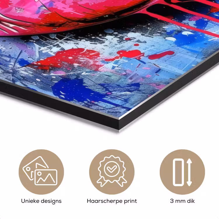 Aluminium schilderij - Graffiti - Lippen - Felroze - Geschilderd — 7