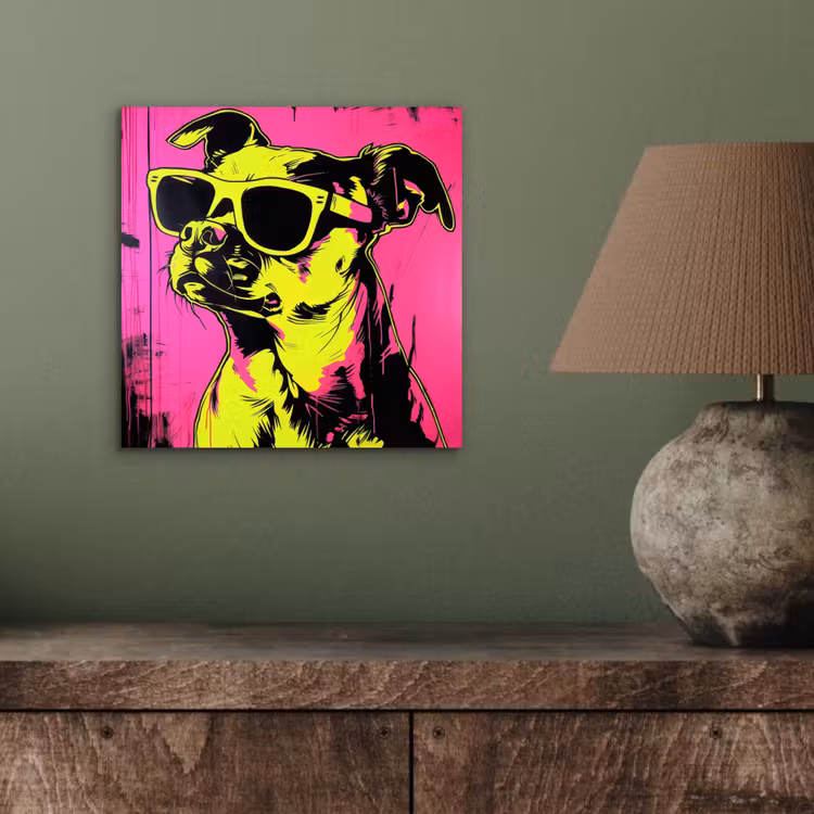 Aluminium schilderij - Hond - Zonnebril - Roze - Art — 3