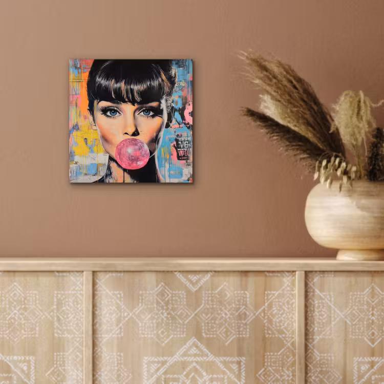 Aluminium schilderij - Kauwgom - Vrouw - Penseelstreken - Modern — 5