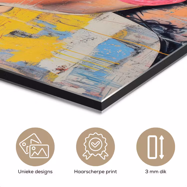 Aluminium schilderij - Kauwgom - Vrouw - Penseelstreken - Modern — 7