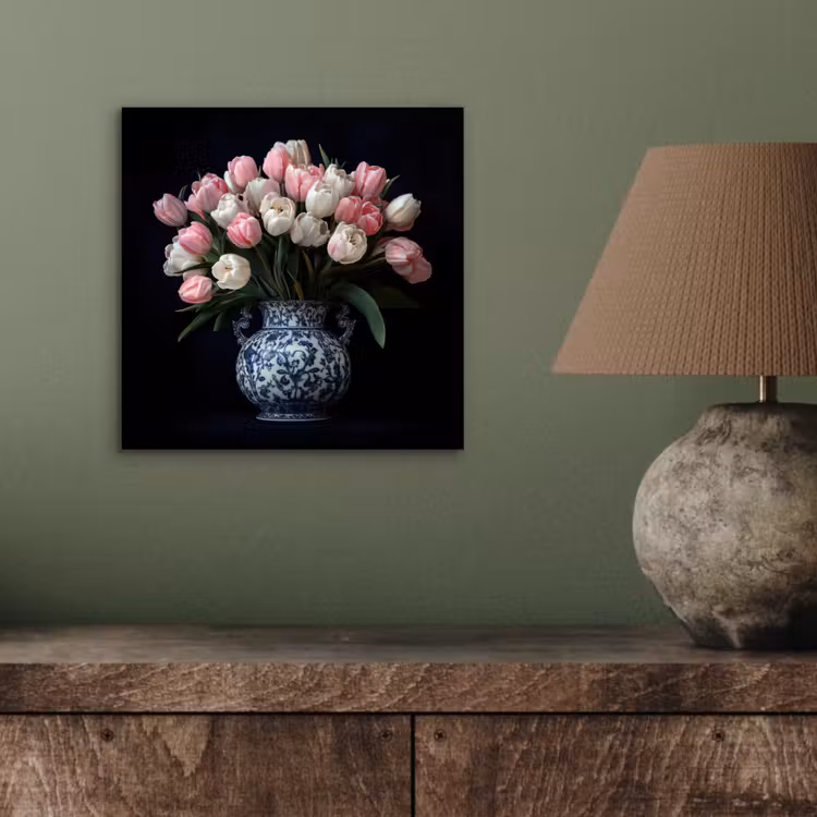 Aluminium schilderij - Bloemen - Roze - Tulpen - Vaas — 3