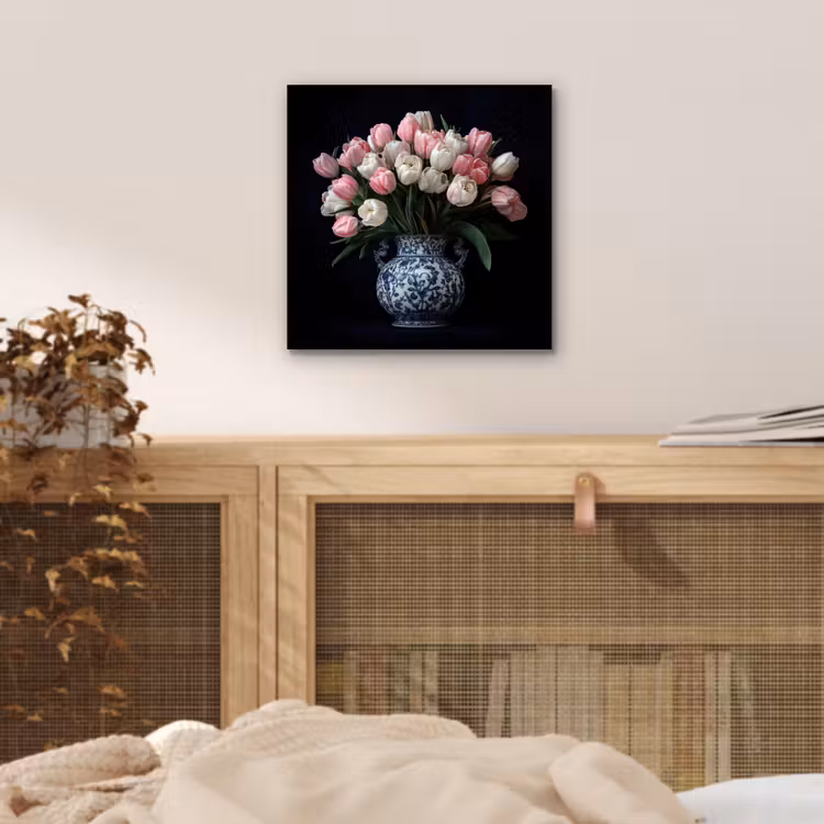 Aluminium schilderij - Bloemen - Roze - Tulpen - Vaas — 4