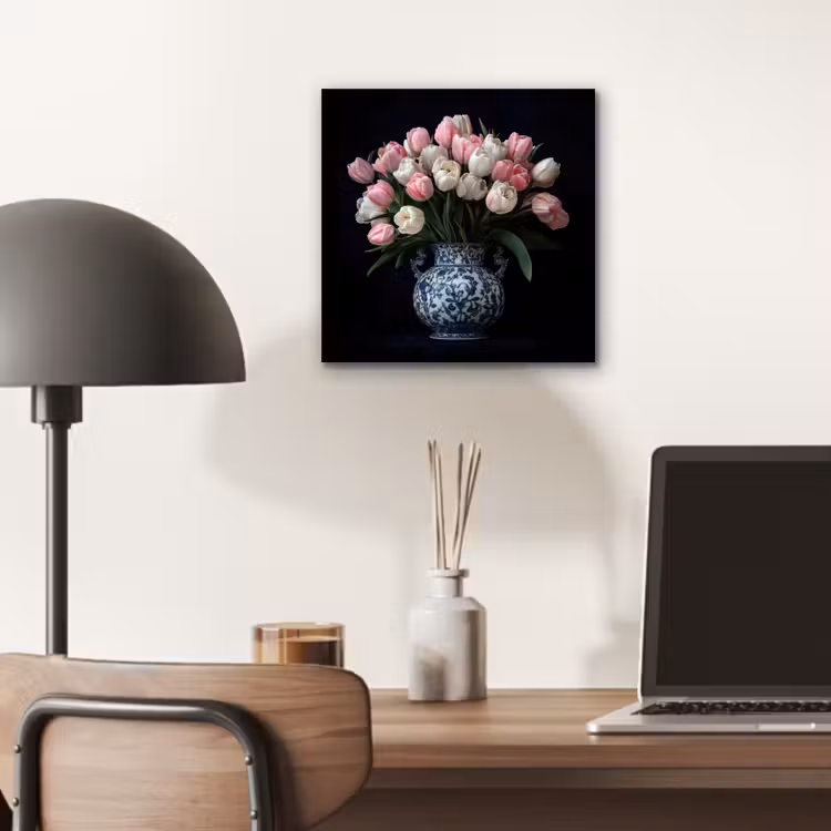 Aluminium schilderij - Bloemen - Roze - Tulpen - Vaas — 6