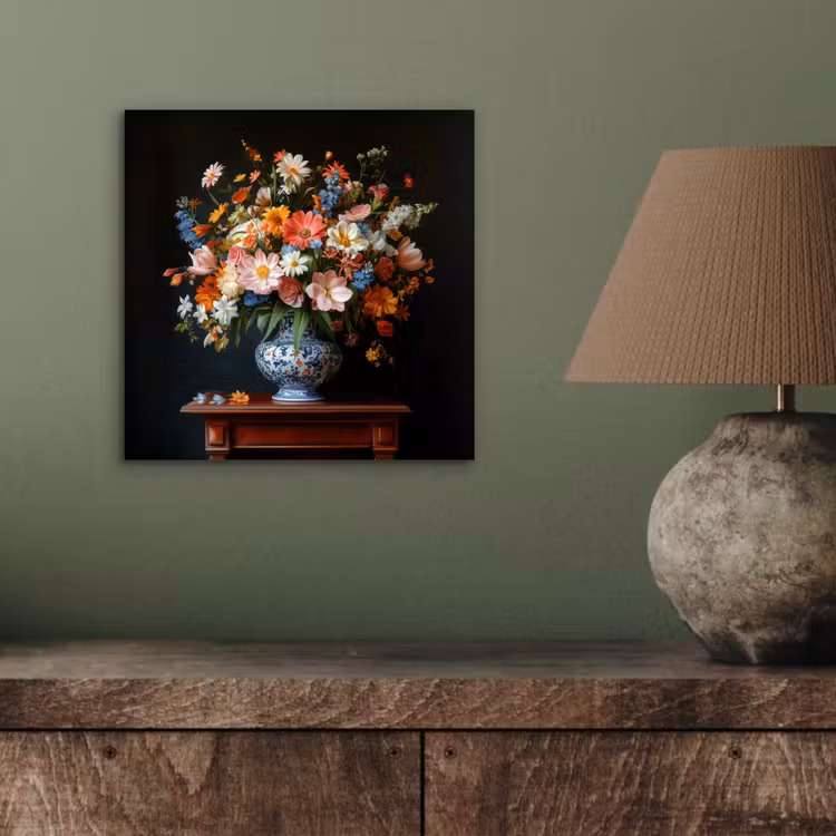 Aluminium schilderij - Boeket - Roze - Bloemen - Vaas — 3
