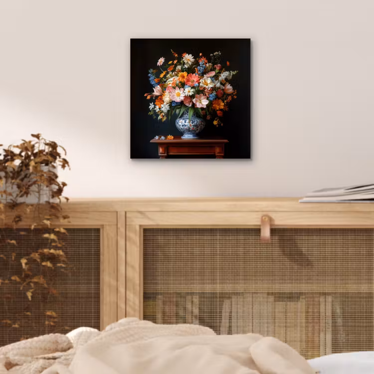 Aluminium schilderij - Boeket - Roze - Bloemen - Vaas — 4