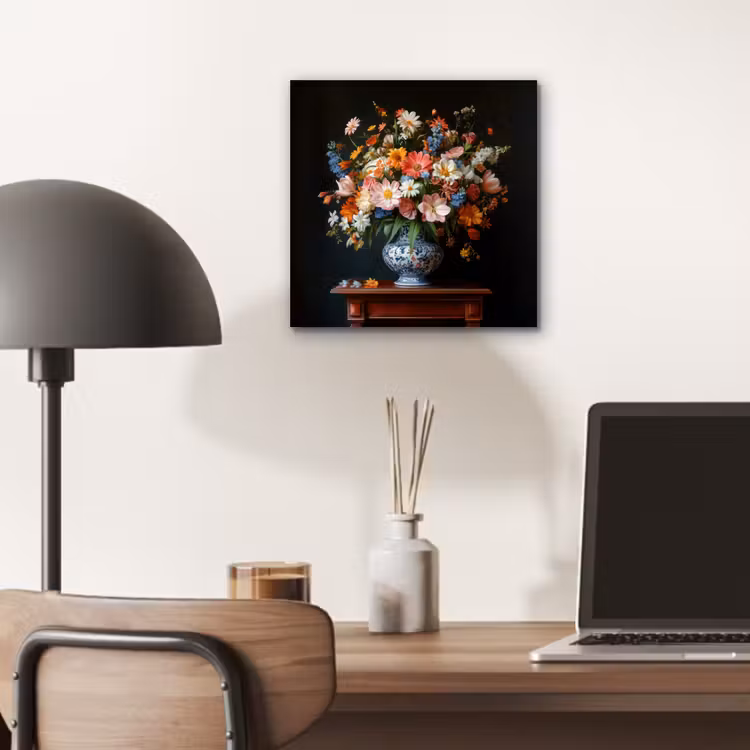 Aluminium schilderij - Boeket - Roze - Bloemen - Vaas — 6