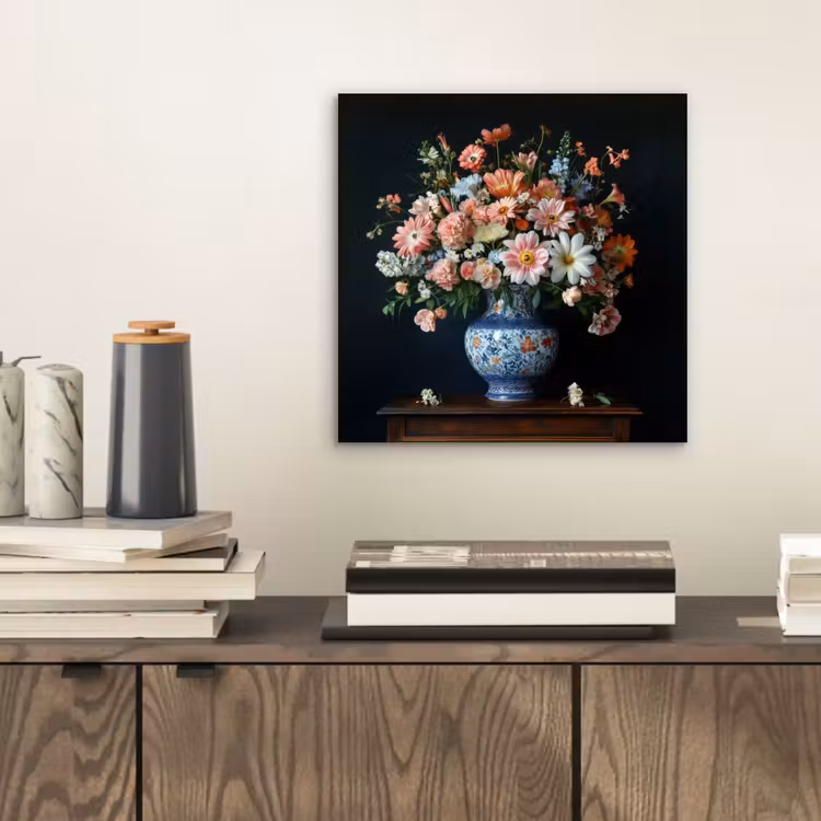 Aluminium schilderij - Hout - Vaas - Kleuren - Bloemen — 2