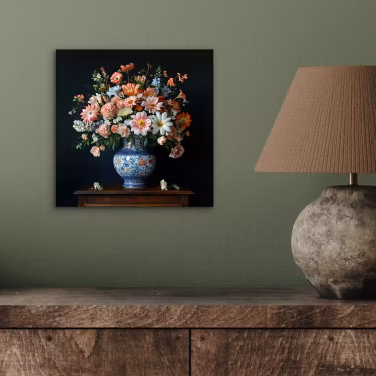 Aluminium schilderij - Hout - Vaas - Kleuren - Bloemen — 3