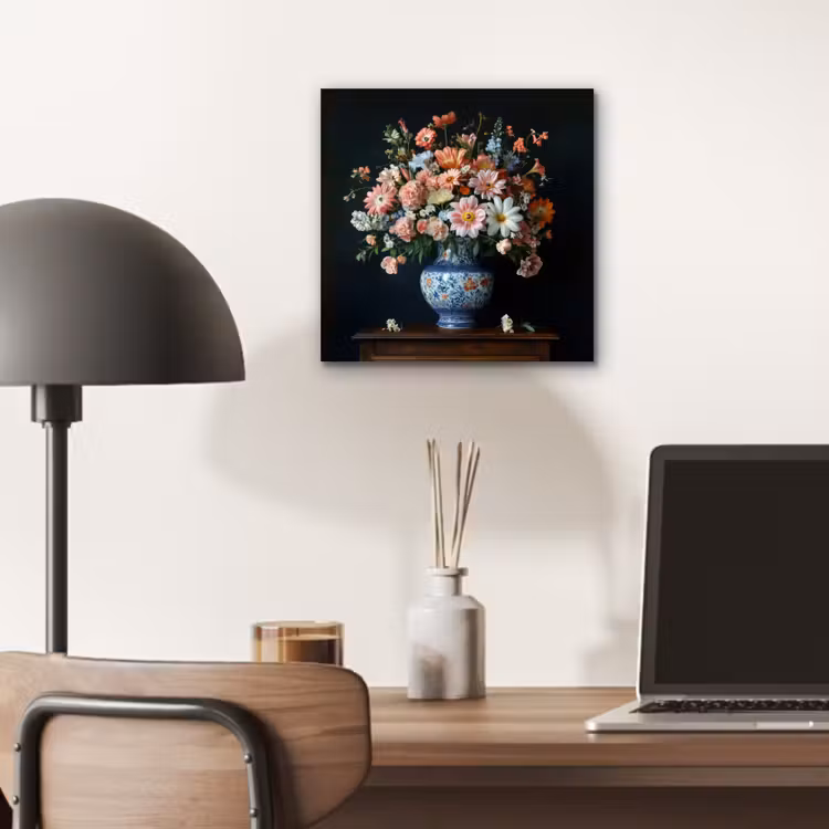 Aluminium schilderij - Hout - Vaas - Kleuren - Bloemen — 6