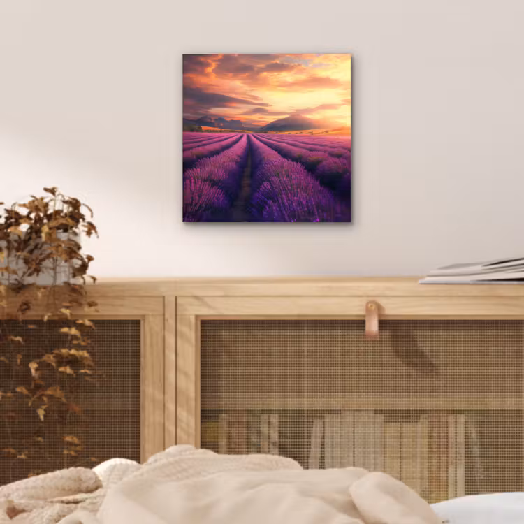 Aluminium schilderij - Lavendelveld - Zonsondergang - Paars — 4