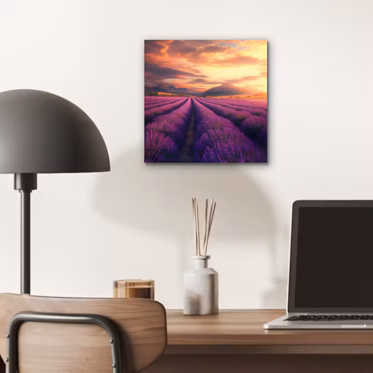 Aluminium schilderij - Lavendelveld - Zonsondergang - Paars — 6